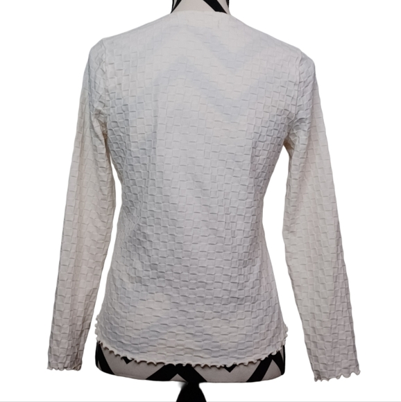 Madewell Checkerboard Jacquard Cream Textured Button-Up Blouse - Picture 4 of 15